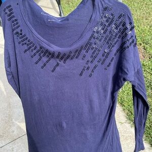 Calvin Klein Deep Blue Sequin Blouse